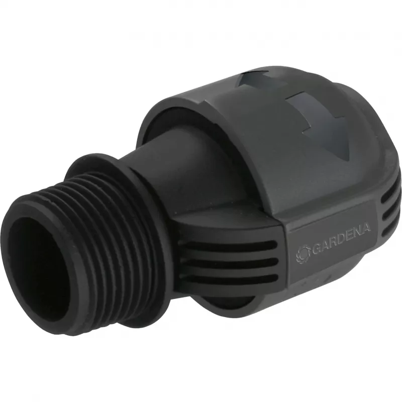 Sprinklersysteem verbinder 25 mm > 1, zwarte verbinder/grijs