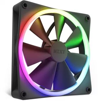 Behuizingsventilator NZXT F140 RGB 14 cm, zwart, 500–1800 tpm, fluïdynamisch lager, 4-pin, 18 LEDs