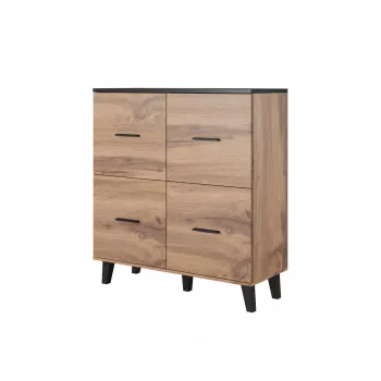 Cama sideboard LOTTA 110 4D wotan eiken + mat zwart