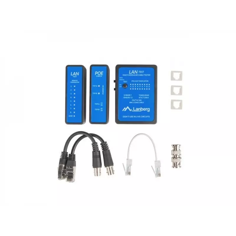 Netwerkkabeltester Lanberg NT-0404 PoE-tester zwart blauw
