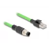 Netwerkkabel DeLOCK M12 kabel A-gecodeerd 8-polig stekker naar RJ45 stekker PUR (TPU) 1 m