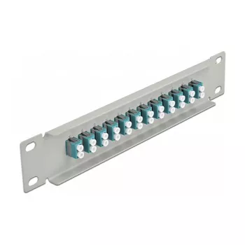 Glasvezel patchpaneel DeLOCK 10 inch 12 poorten LC duplex aqua 1U grijs