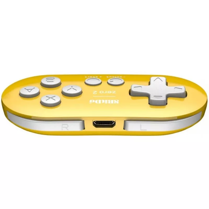 Draadloze gamecontroller 8BitDo Zero 2 geel — Bluetooth, compact zakformaat, RET00221