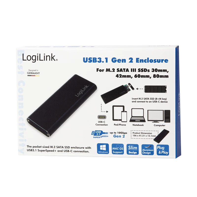 SSD-behuizing LogiLink UA0314 zwart M.2