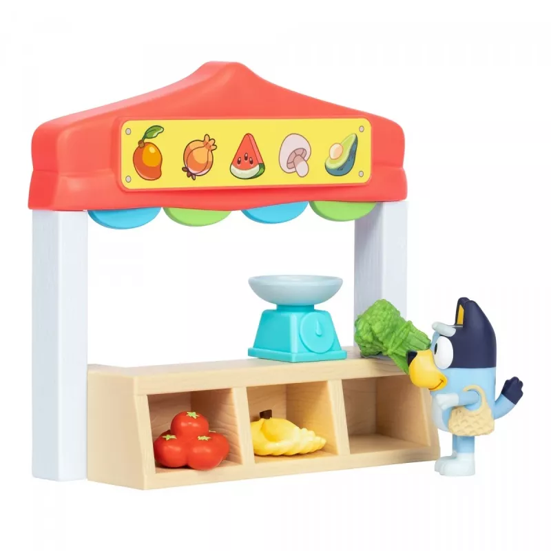 Speelfigurenset TMTOYS Mini Bluey levensmiddelenwinkel BLU17555 – minifigurenset voor speelplezier