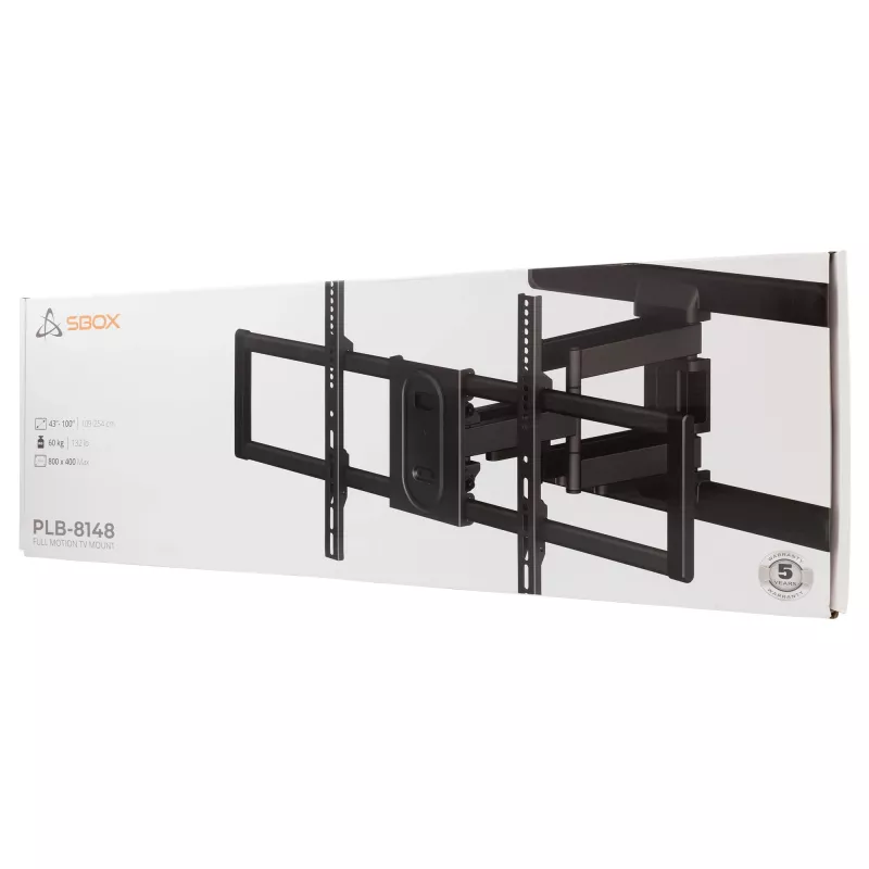 SBOX PLB-8148 kantelbare en draaibare tv-wandsteun, 43-100 inch, 60 kg, VESA 800x400