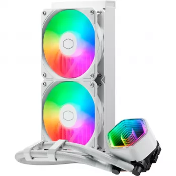 Vloeistof-CPU-koeler Cooler Master MasterLiquid 240 Core II wit — 240 mm, 2x 120 mm ventilatoren (650–1750 RPM), glijlager