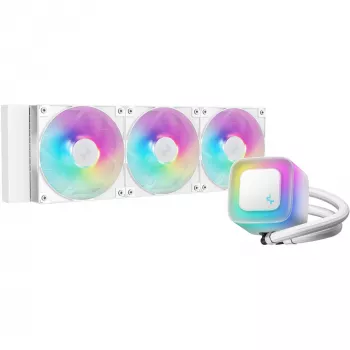 All-in-one-vloeistofkoeler DeepCool LE360 WH V2 12 cm wit — 360 mm radiator, 3x 120 mm ventilatoren, LGA 1851-ondersteuning