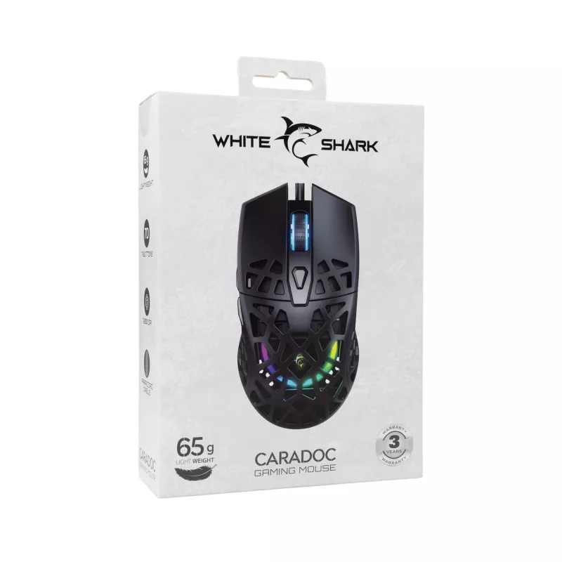 Muis White Shark GM-5018 Caradoc RGB 7200 dpi zwart