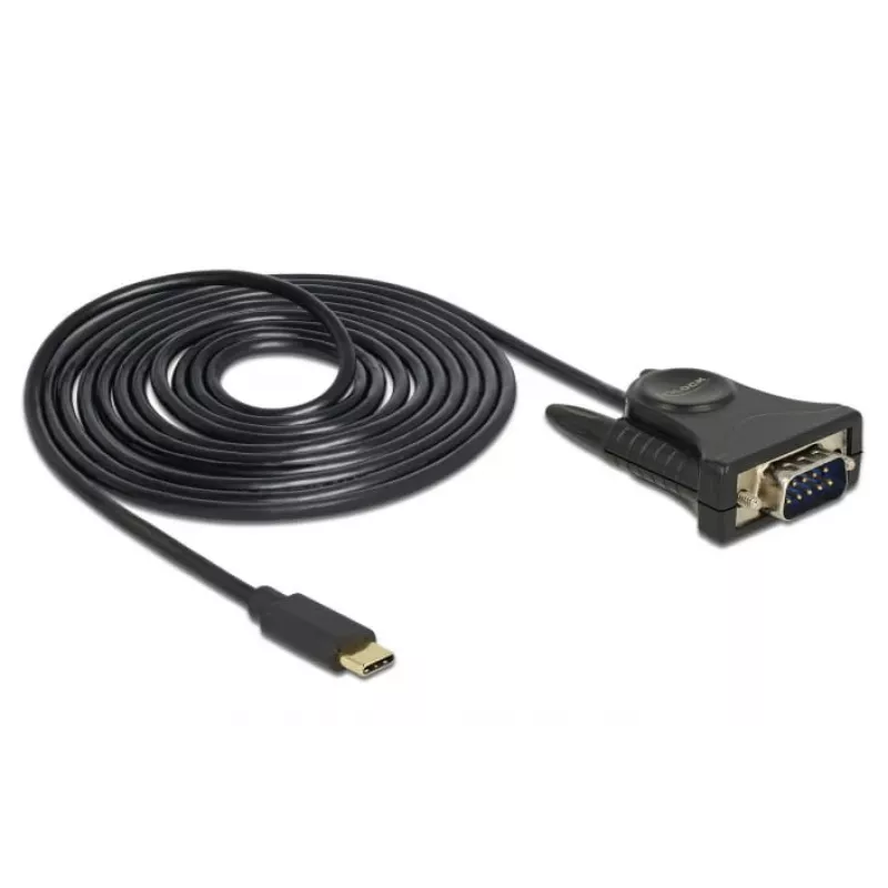 Delock 62964 USB-C naar serieel DB9 RS-232-adapter, 1,8 m, zwart