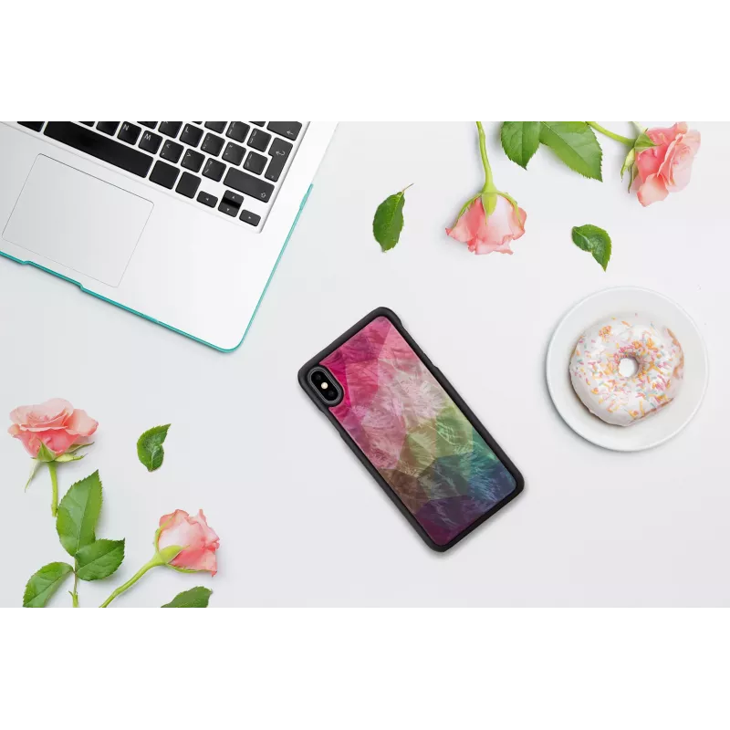 Beschermhoes iKins voor iPhone XS Max – waterbloemen-design, zwart
