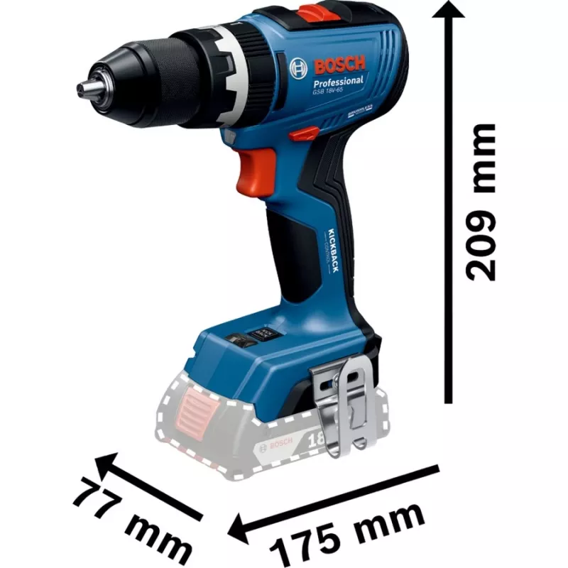 Accu-slagmoerschroevendraaier Bosch GSB 18V-65 2x 4,0Ah accu's