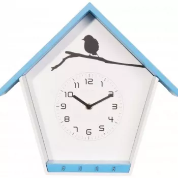 NeXtime klok 3109bl Cuckey, 30,5x33x11 cm, wand, blauw/wit