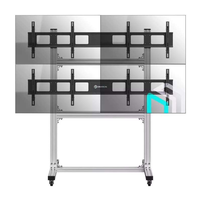 Mobiele tv-/videostandaard ONKRON FSPRO2L22-S in hoogte verstelbaar met wielen voor displays
