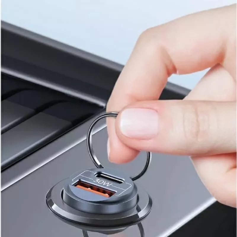 Autolader usams C38 30W — 1x USB-A + 1x USB-C snelladen