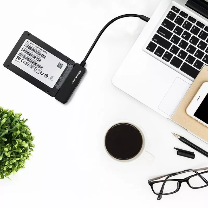 QOLTEC SATA-adapter 52269 voor 2,5-inch drive naar USB-C, ondersteunt tot 2 TB