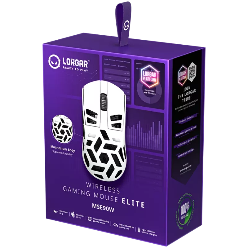 Gaming-muis LORGAR MSE90W draadloos