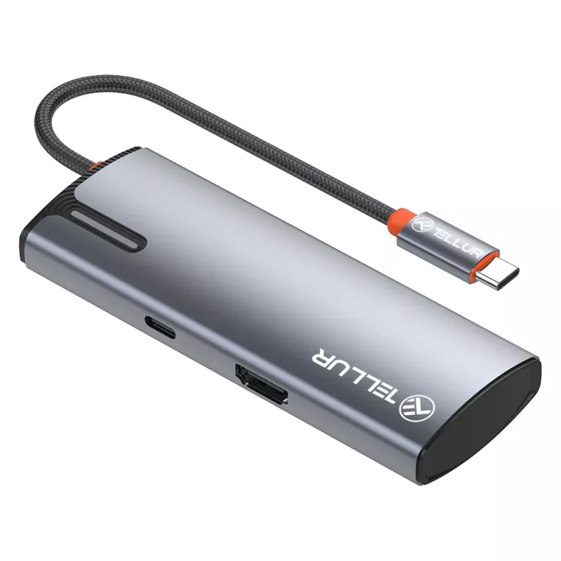 USB-C-hub Tellur TLL321061 met PD 3.0 100W, HDMI-uitgang en 3× USB 3.0-aansluitingen