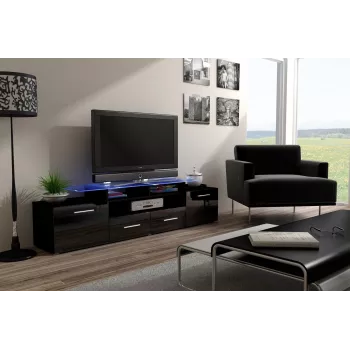 Cama TV-standaard EVORA 200 zwart/zwart glanzend