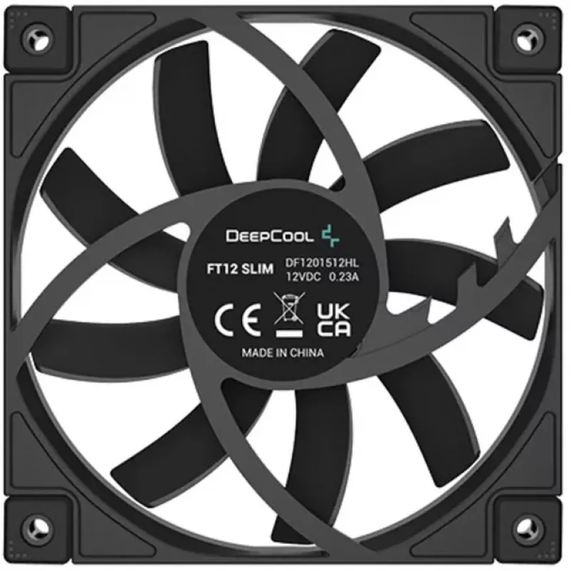 120-mm-PWM-slim behuizingsventilator DeepCool FT12 slim – zwart, low-profile-ontwerp, PWM-regeling
