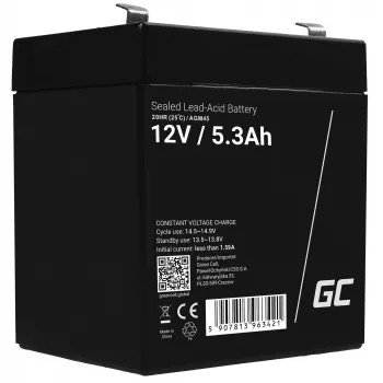 Green Cell AGM45 UPS-batterij, verzegelde lood-zuur (VRLA), 12 V, 5,3 Ah