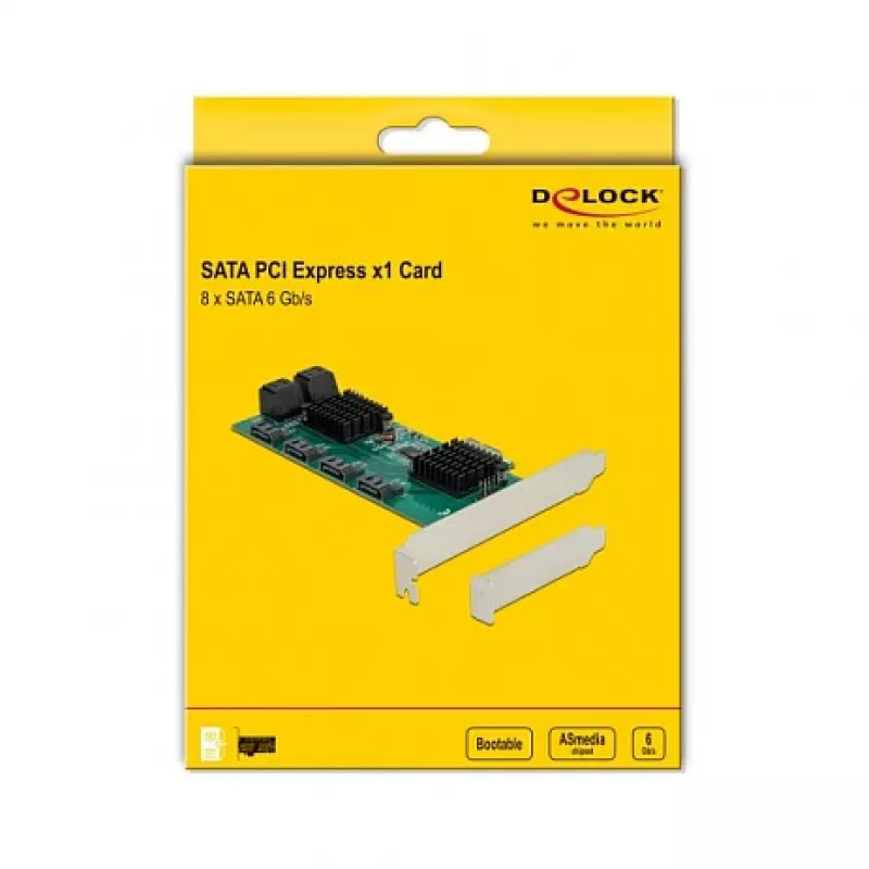 DeLOCK 8-poorts SATA PCI Express x1-kaart Low-Profile-formfactor