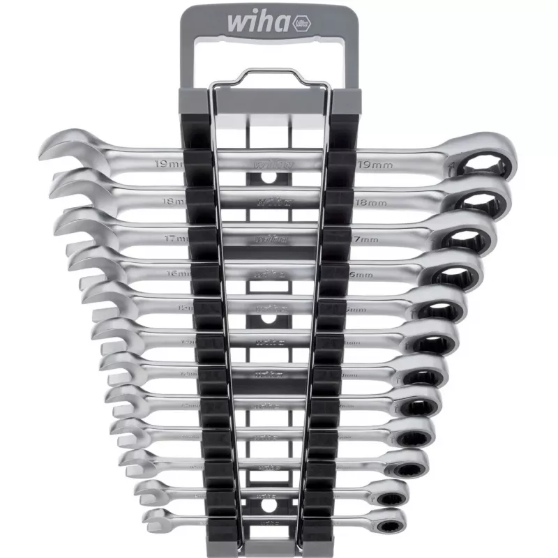 Wiha 44665 (30391) ratelringsteeksleutelset, 12-delig, metrisch 8-19 mm