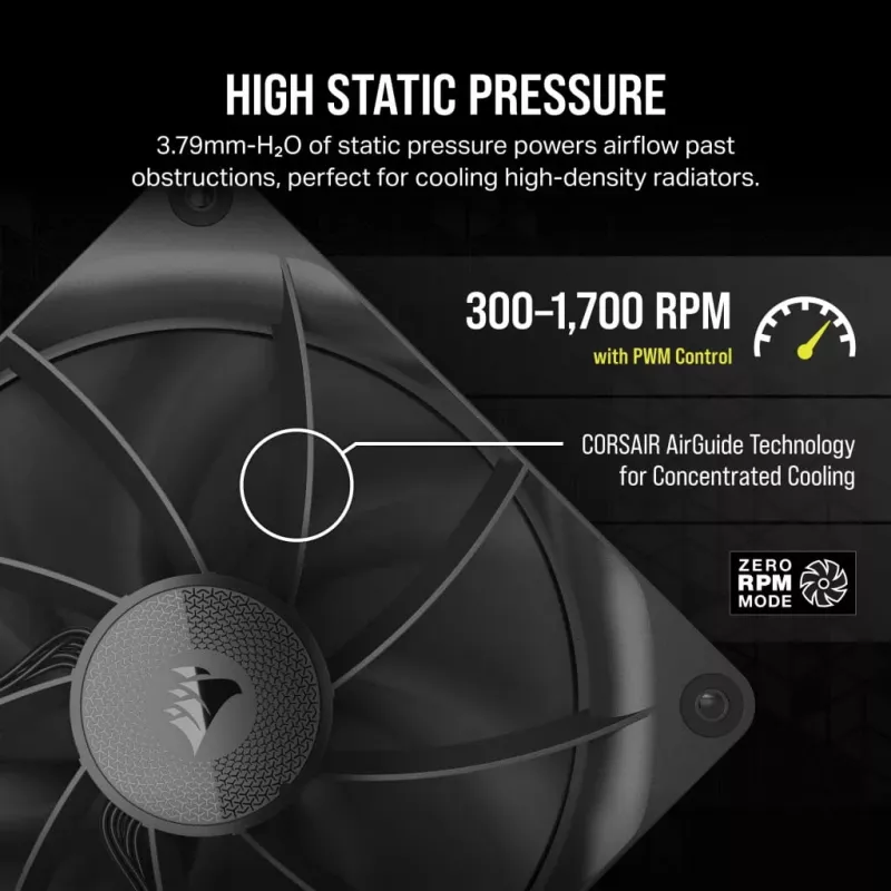 Ventilator Corsair iCUE LINK RX140 14 cm zwart 300-1700 tpm