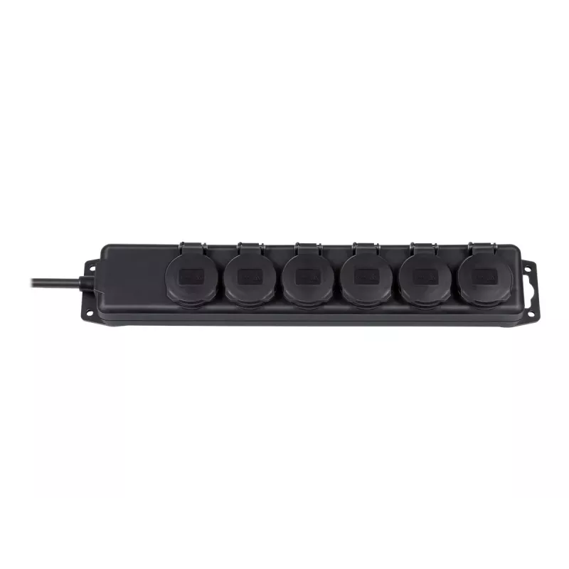 Stekkerdoos IP44 6-voudig zwart 2m H07RN-F 3G1,5 (1159970)