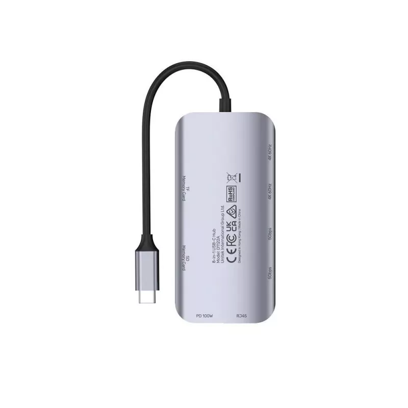 USB-C hub Unitek D1122A01 met 2x HDMI 4K en 100W Power Delivery