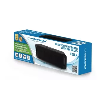 Stereo draagbare luidspreker ESPERANZA FOLK zwart — 6 W RMS, Bluetooth, microSD, LiPo-accu
