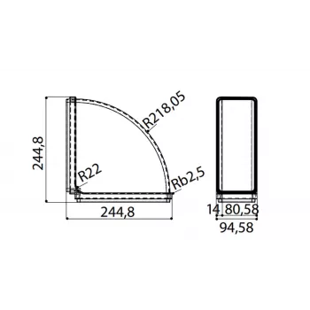 Faber Curve CRO 90 – 90°-bocht voor rechthoekig afvoerkanaal 220 x 90 mm