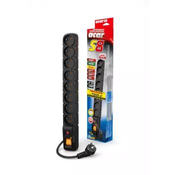 ACAR S8 zwart 8 AC-stopcontacten 230 V 5 m