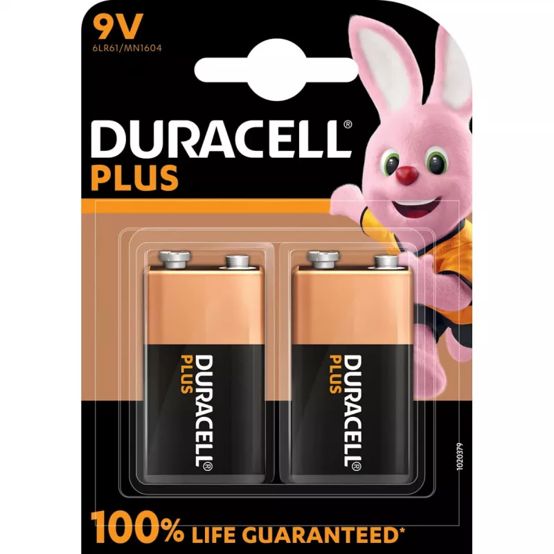 Duracell Plus 9V-batterij (MN1604 / 6LR61), 2 stuks