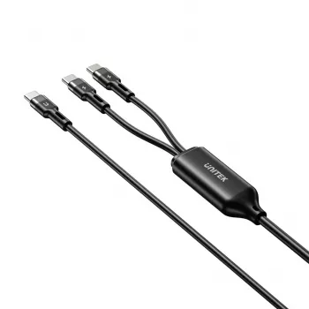 USB-C 2-in-1-kabel Unitek C14146ABK01 1,8 m, USB-C naar USB-C, 100 W PD, zwart