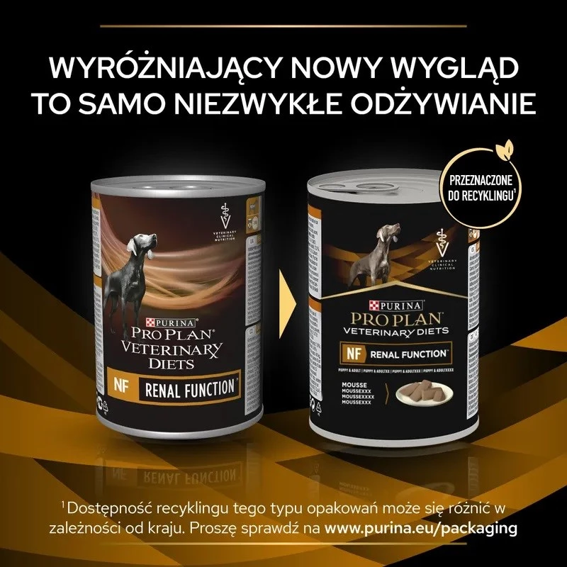 Natte voeding voor honden PURINA Pro Plan Veterinary Diets NF Renal Function therapeutisch, varken, 400 g blik
