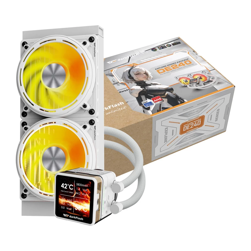 CPU-waterkoeling Darkflash DE240 (wit) – 240-mm-radiator, gesloten AIO-circuit