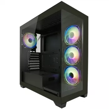 LC-Power behuizing MidiTower 715B zwart USB3.2/audio zonder voeding SEAMLESS_X (LC-715B-ON)