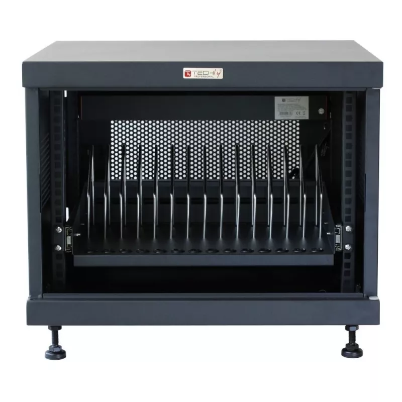 Rack-plank TECHLY 367652 kabelorganizer met 3M-kleefbevestiging, staal, 550×550×410 mm, zwart