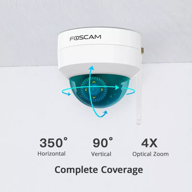 Foscam D4Z IP-beveiligingscamera voor buiten, 4 MP, 1536p, Wi-Fi AC, LAN, wit
