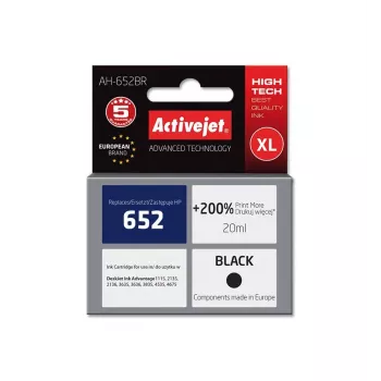 Inktcartridge ActiveJet AH-652BR compatibel voor HP, zwarte pigmentinkt, 20 ml, hoge (XL) capaciteit