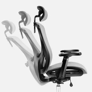 Draaibare bureaustoel mark adler Expert 5.3 grijs mesh – ergonomisch, hoogteverstelbaar, lendensteun, hoofdsteun, armleuningen