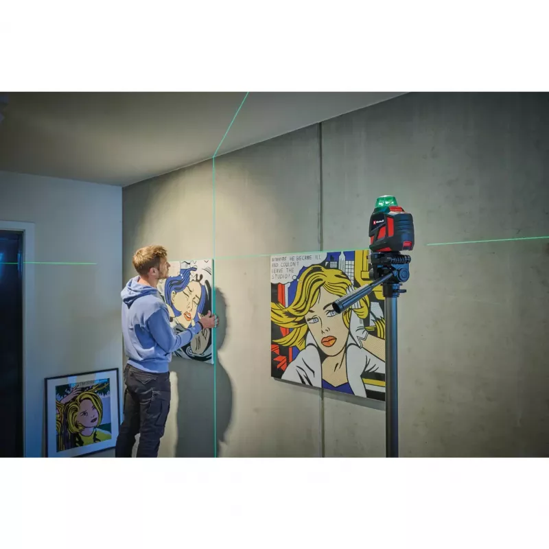 EINHELL TE-LL 360 G kruislijnlaser met groene en rode laserlijnen, zwart — model 2270119