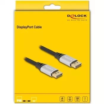 DeLOCK DisplayPort-kabel 16K 60 Hz 2 m zilver metaal