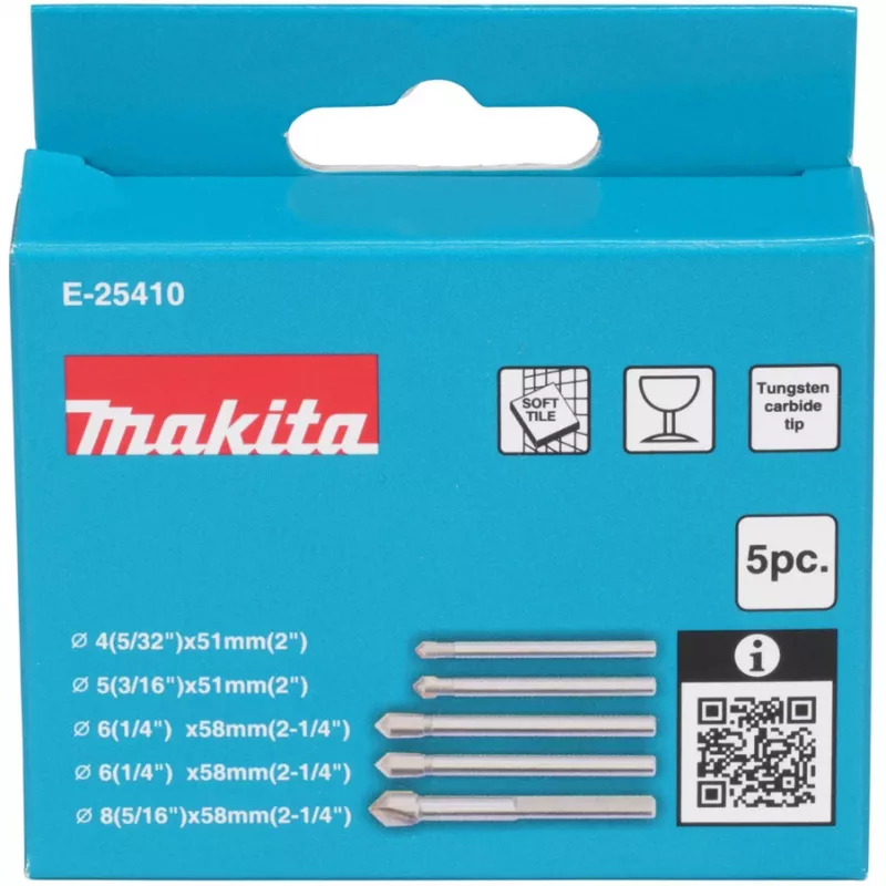 Borenset Makita E-25410 voor glas en tegels, 5 stuks