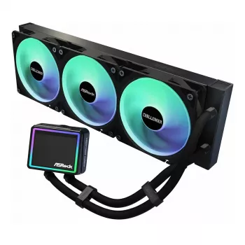 CPU-koeler ASRock Challenger 360 Digital ARGB zwart — 360 mm vloeistof-AIO, ARGB-verlichting, ventilatoren op de radiator gemonteerd