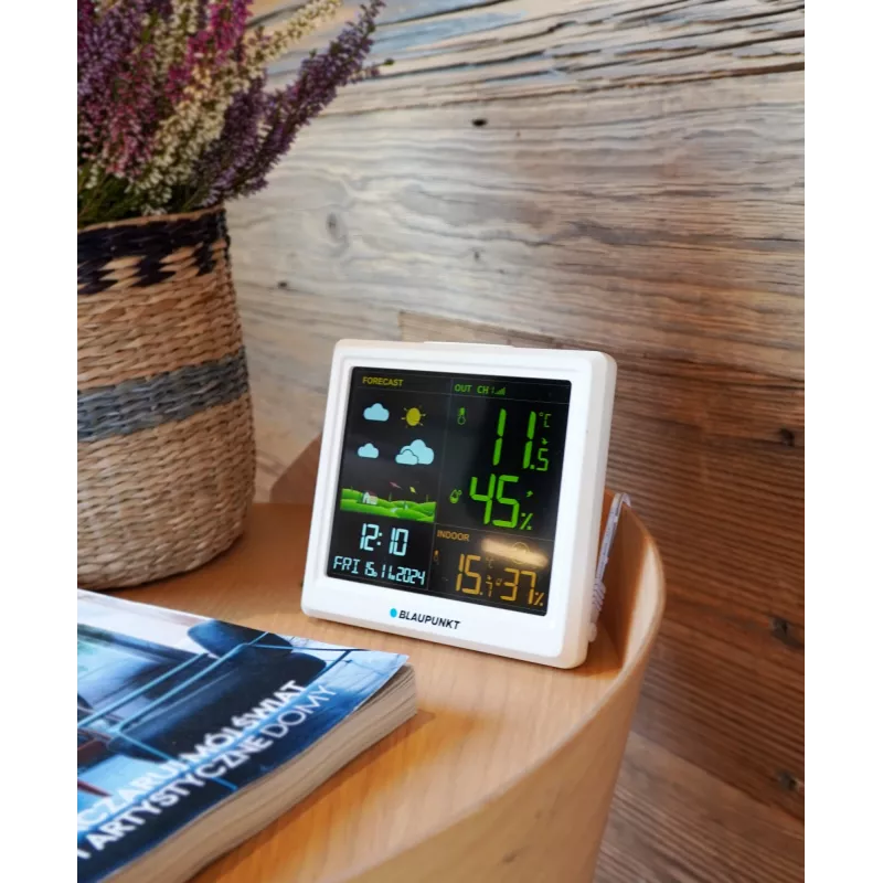 Weerstation BLAUPUNKT WS25WH – binnen-/buitenmetingen, draadloze sensoren