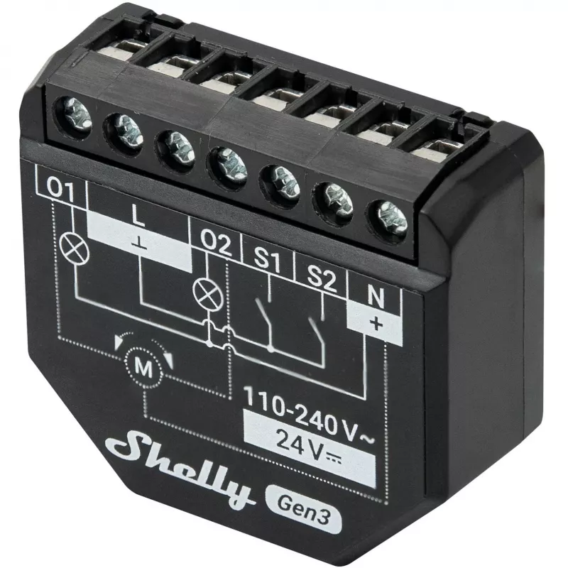 Shelly 2PM Gen3 slimme schakelaar 2P zwart