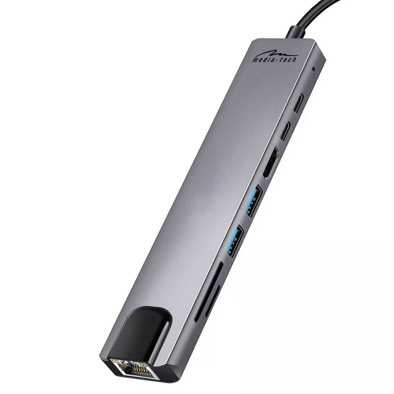 MEDIA-TECH USB-HUB 8 IN 1 GIGA LAN HUB MT5046