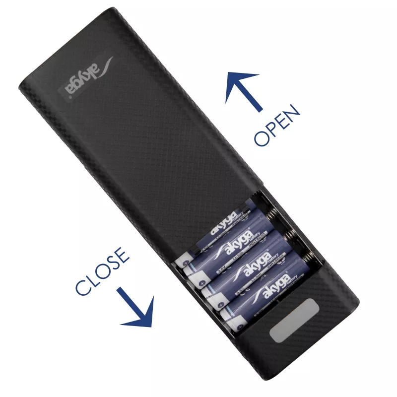 Akyga AK-BC-04 Powerbank-behuizing 20000 mAh, 8x 18650, 18W PD QC4+, USB-C, 2x USB-A, Lightning